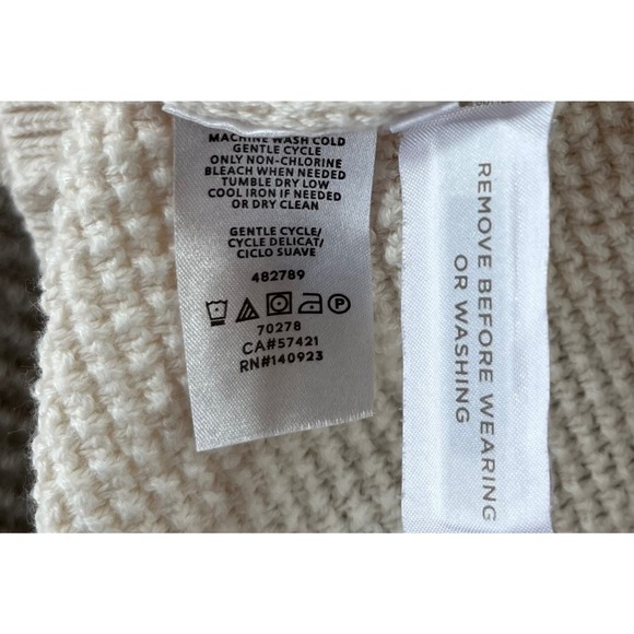 Loft Cream Textured Honeycomb Knit Sweater Womens Medium Button Cuff Long Sleeve - Picture 12 of 12